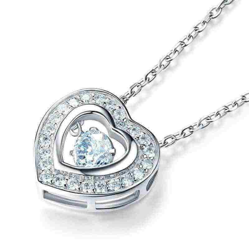 Dancing Stone Heart Solid Silver Necklace - The Sparkle Place