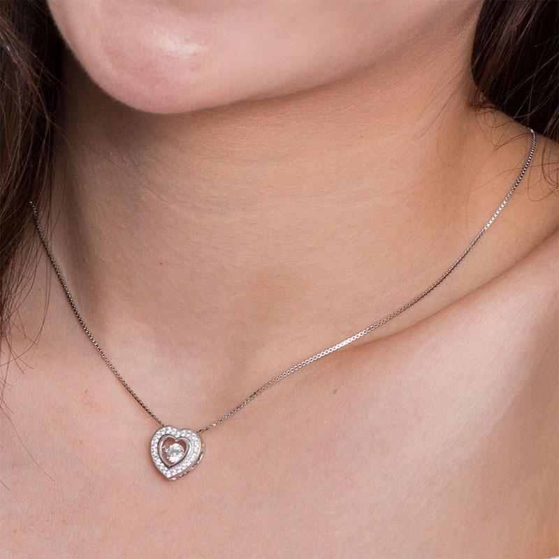 Dancing Stone Heart Solid Silver Necklace - The Sparkle Place