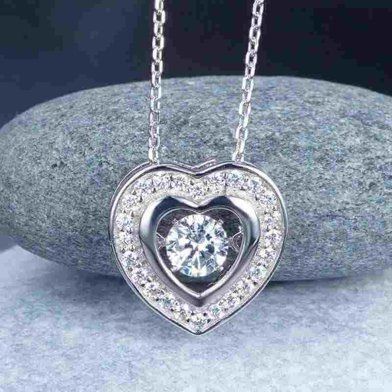 Dancing Stone Heart Solid Silver Necklace - The Sparkle Place