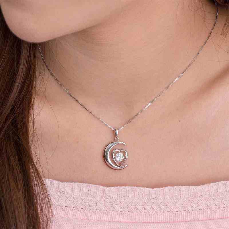 Dancing Stone Love To The Moon Solid Silver Necklace - The Sparkle Place