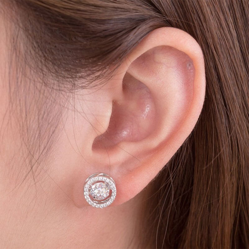 Dancing Stone Solid Silver Stud Earrings - The Sparkle Place