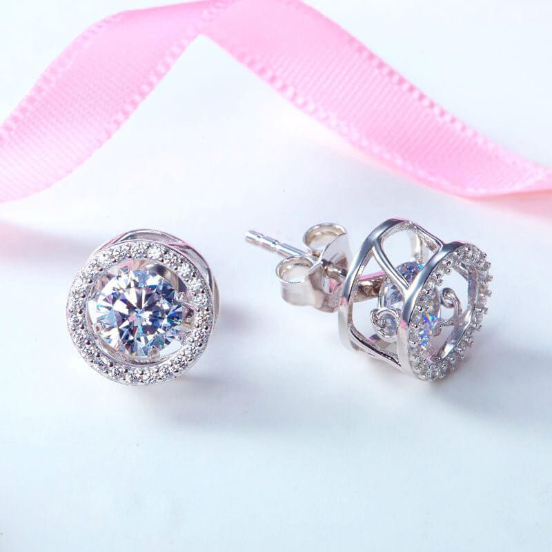 Dancing Stone Solid Silver Stud Earrings - The Sparkle Place