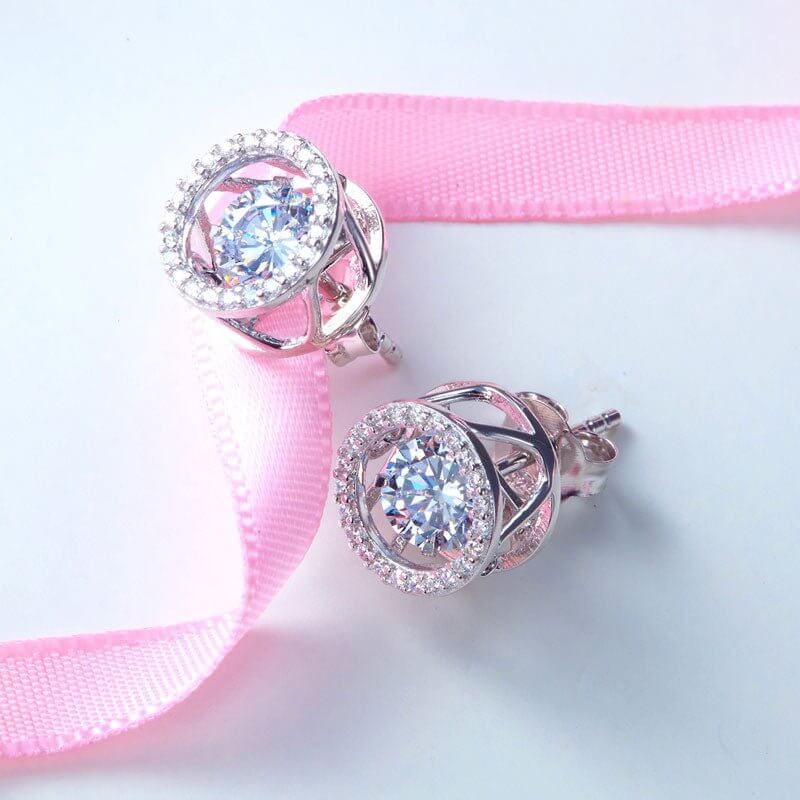 Dancing Stone Solid Silver Stud Earrings - The Sparkle Place