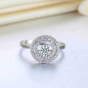 Dancing Stone Solid Silver Two Halo Ring - The Sparkle Place