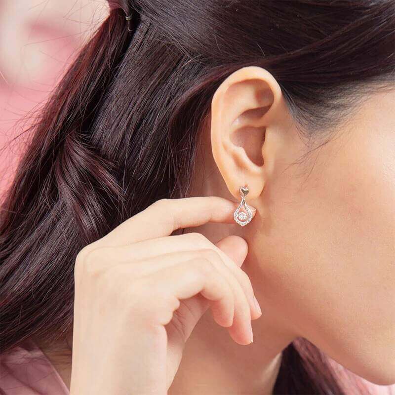 Dancing Stone Tear Drop Earrings in solid 925 Sterling Silver - The Sparkle Place