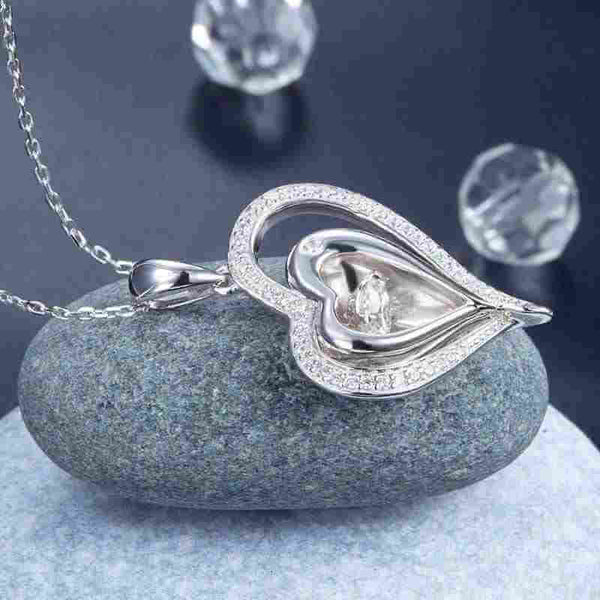 Dancing Stone Two Hearts Solid Silver Necklace, Shine Bright - The ...