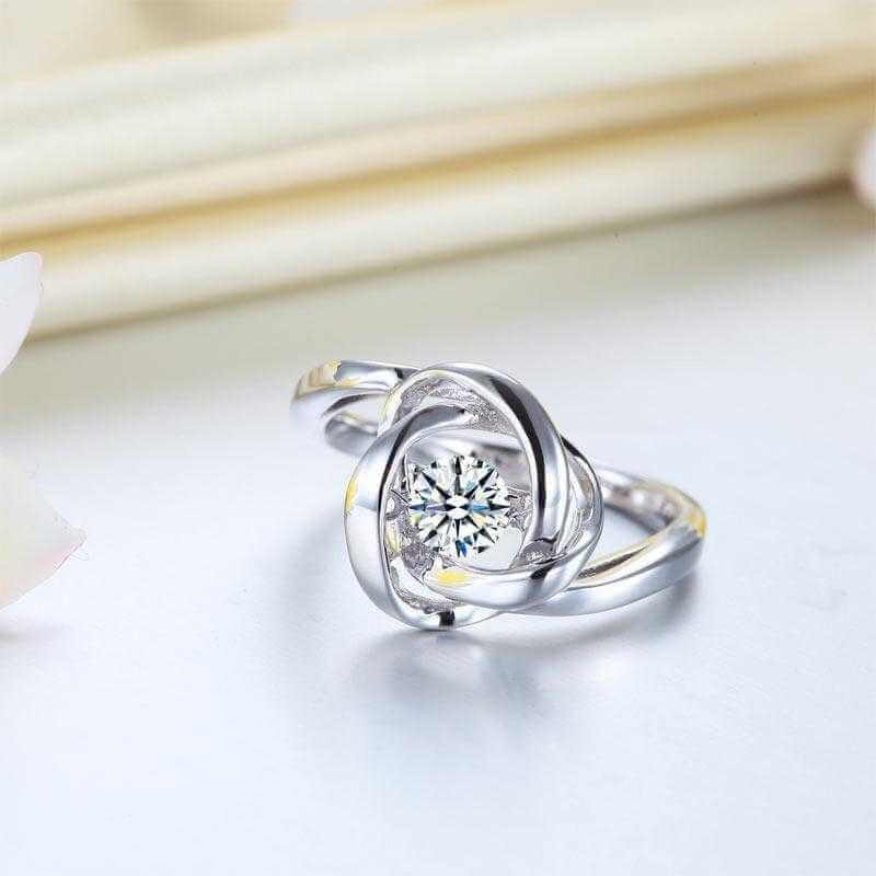 Dancing Stone Woven Solid Silver Ring - The Sparkle Place
