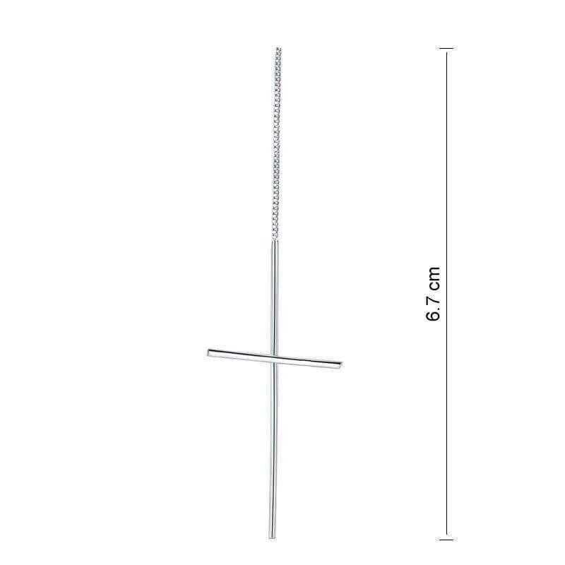 Dangle Drop Cross Solid 925 Sterling Silver Earrings - The Sparkle Place