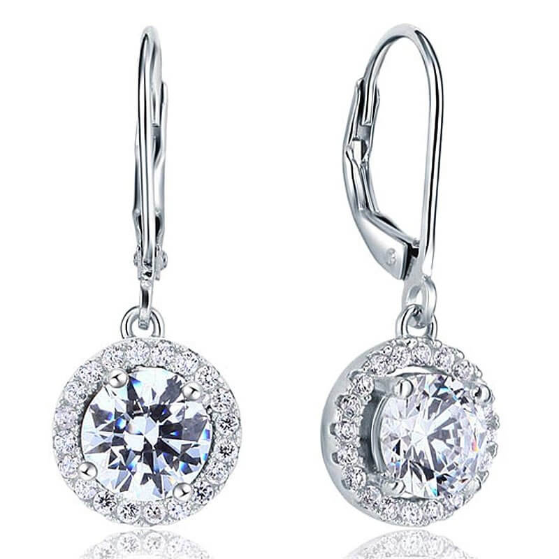 Dangle Drop Solid 925 Sterling Silver Bride Earrings - The Sparkle Place