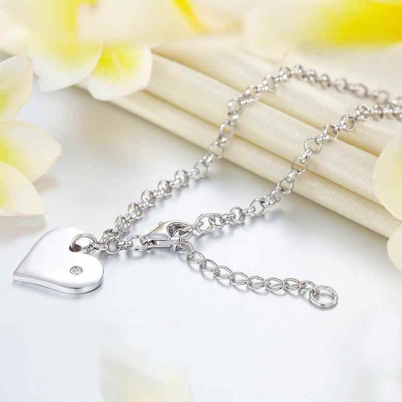 Dangle Heart Bracelet Solid 925 Sterling Silver - The Sparkle Place