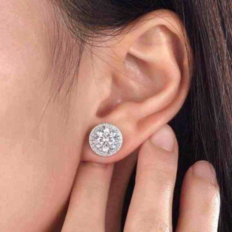 Diamond Stud Solid Silver Earrings - The Sparkle Place