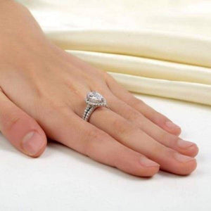 Fancy Pear 2-in-1 Silver Ring Set - The Sparkle Place