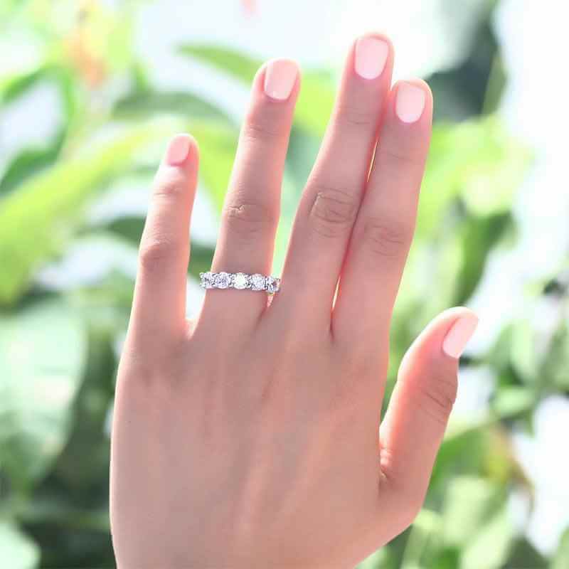 Five Stones Solid 925 Sterling Silver Ring - The Sparkle Place