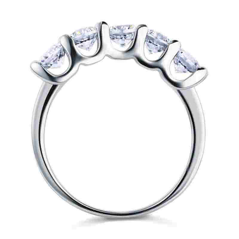 Five Stones Solid 925 Sterling Silver Ring - The Sparkle Place