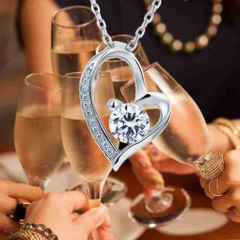 Floating Heart Necklace Solid 925 Sterling Silver - The Sparkle Place