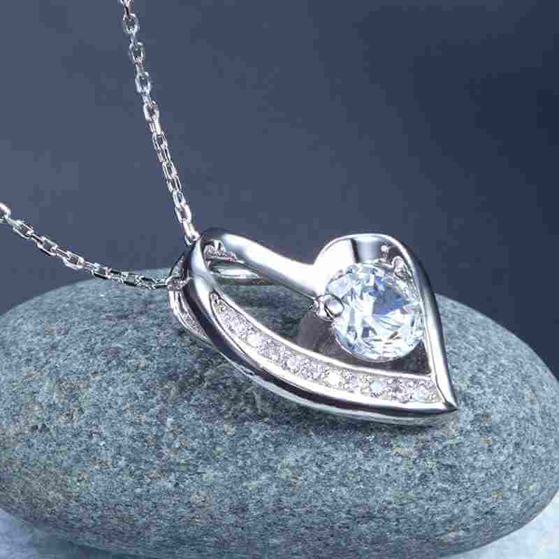 Floating Heart Necklace Solid 925 Sterling Silver - The Sparkle Place
