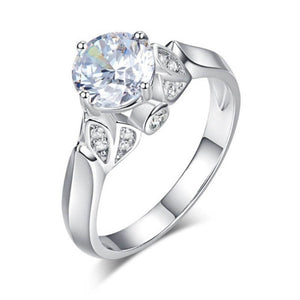 Flower 925 Solid Sterling Silver Wedding Promise Anniversary Ring - The Sparkle Place