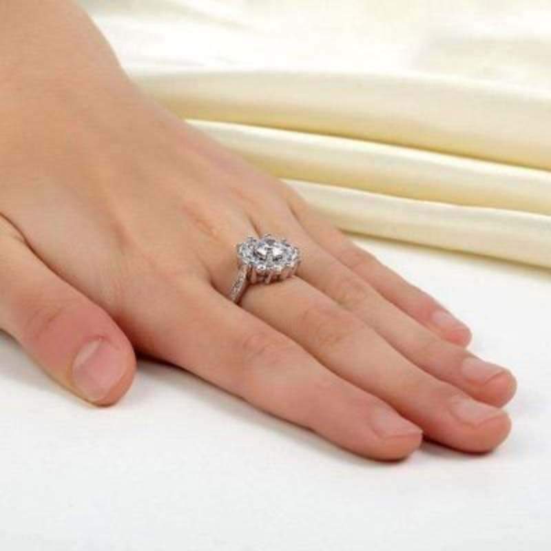 Flower Created Diamond Solid 925 Silver Ring - The Sparkle Place