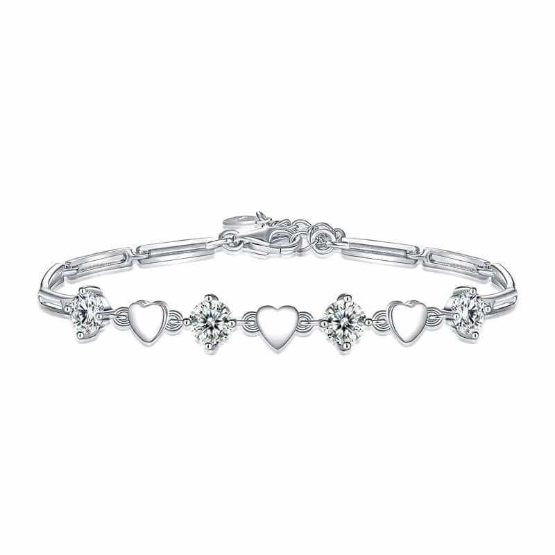 Lady Heart Elegant Solid Silver Adjustable Bracelet - The Sparkle Place