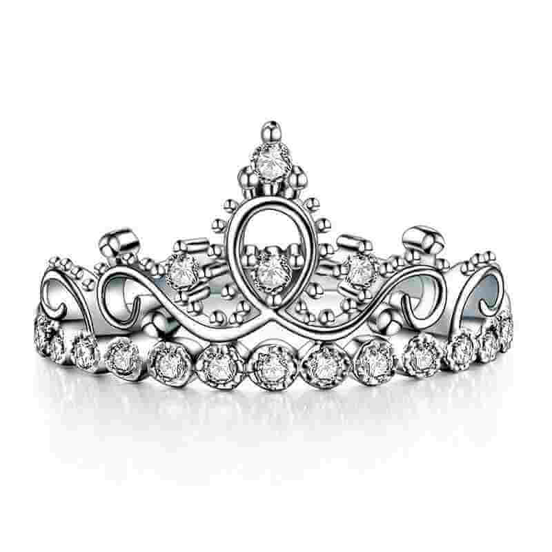 Lady Trendy Crown Ring Solid 925 Sterling Silver - The Sparkle Place