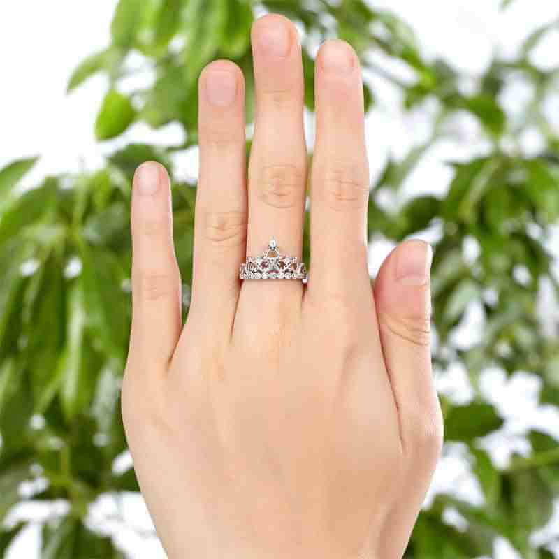 Lady Trendy Crown Ring Solid 925 Sterling Silver - The Sparkle Place