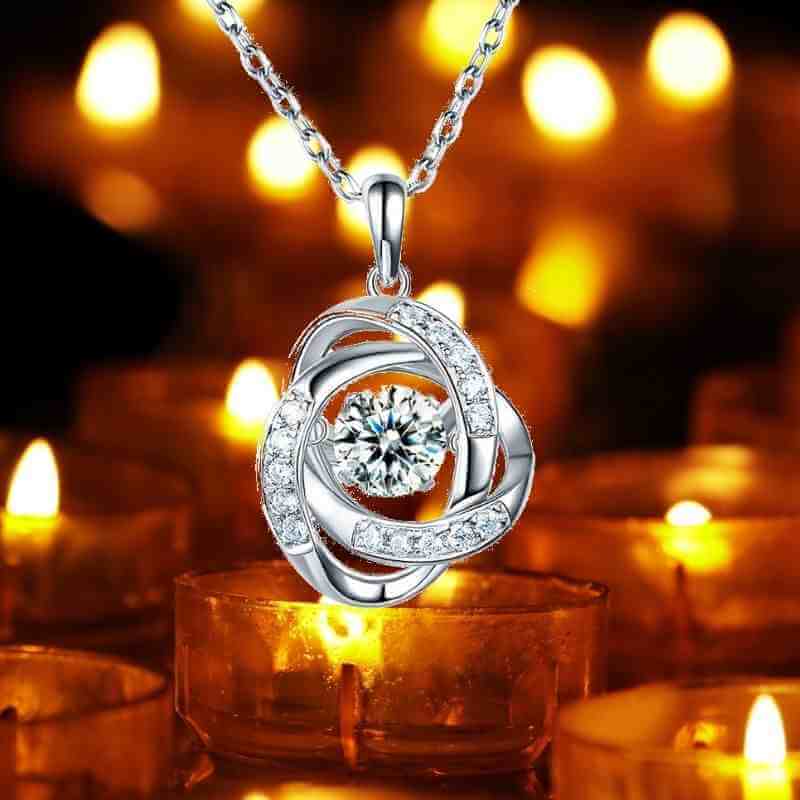 Love Knot Dancing Stone Solid Silver Necklace - The Sparkle Place