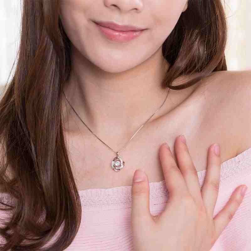 Love Knot Dancing Stone Solid Silver Necklace - The Sparkle Place