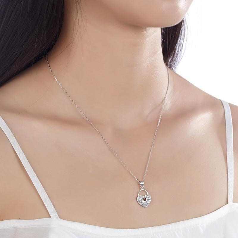 Love Lock Necklace, Solid 925 Sterling Silver - The Sparkle Place