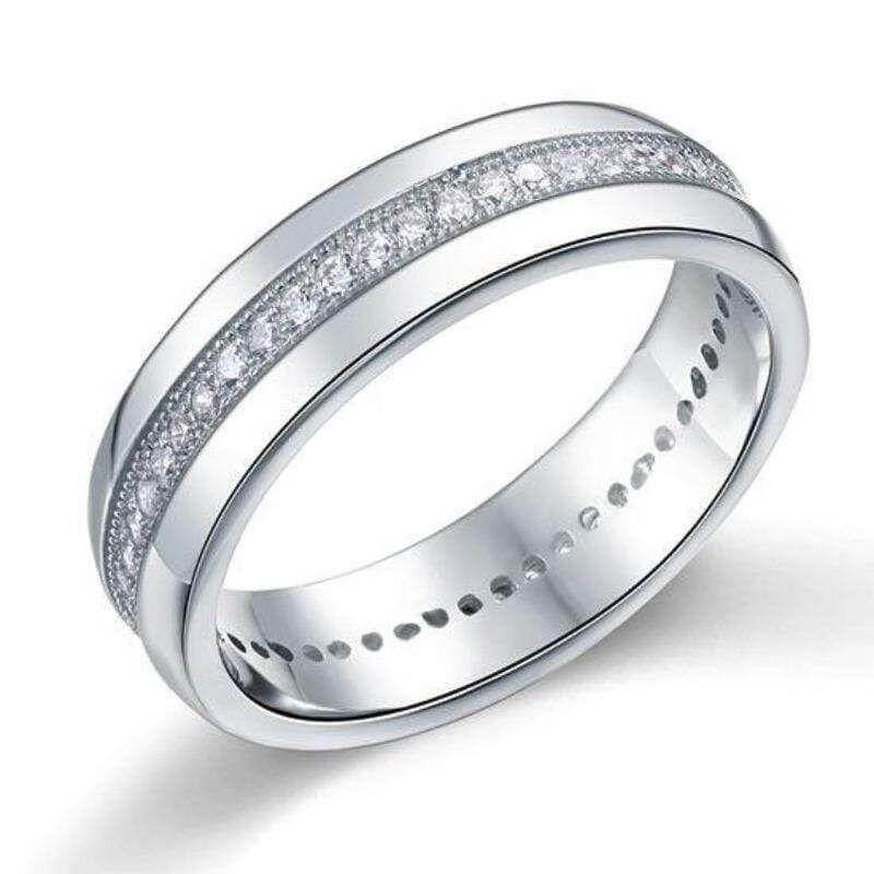 Men Circle of Love Wedding Band Solid Silver - The Sparkle Place