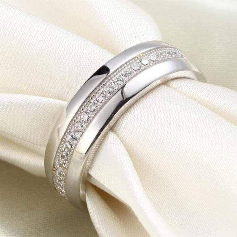 Men Circle of Love Wedding Band Solid Silver - The Sparkle Place