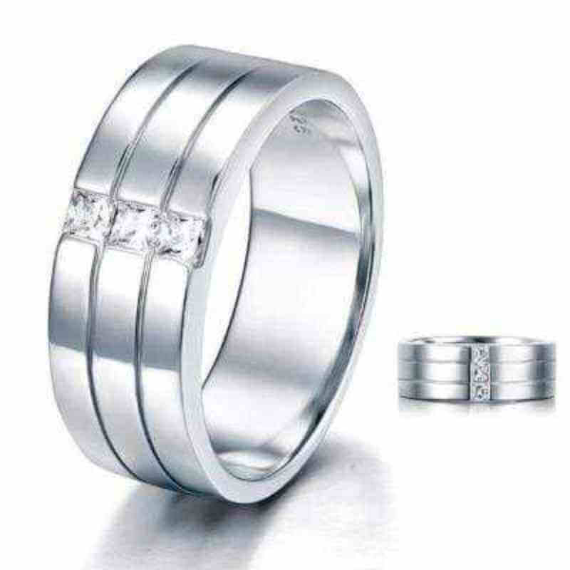 Men Wedding Band Solid 925 Silver - The Sparkle Place