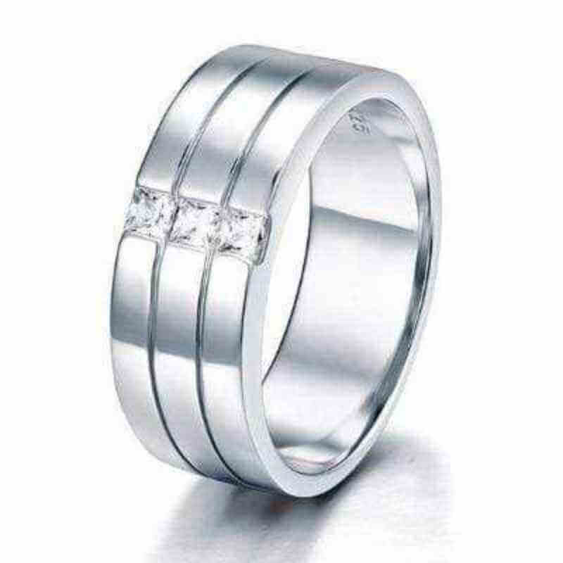 Men Wedding Band Solid 925 Silver - The Sparkle Place