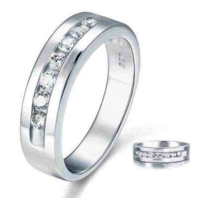 Silver Wedding Bands: Mens Diamond Ring 0.23ct 310555