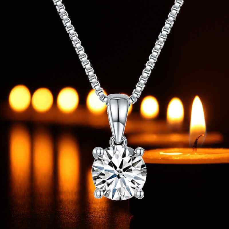 Moissanite Diamond Clavicle Necklace Solid 925 Sterling Silver - The Sparkle Place
