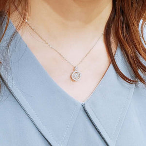 Moissanite Diamond Dancing Stone Circle of Love Necklace - The Sparkle Place