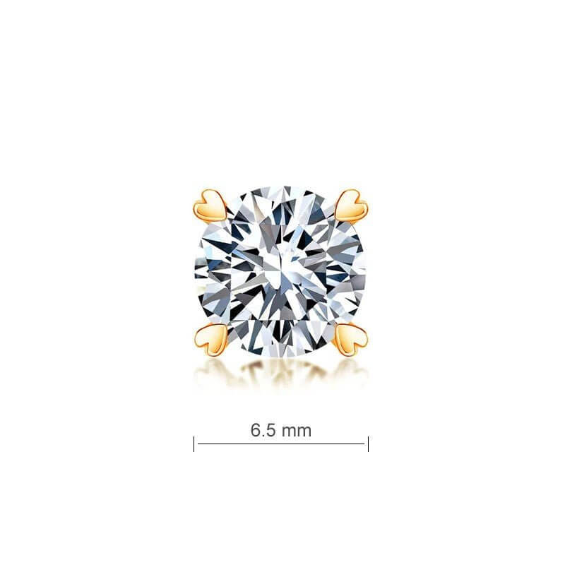 Moissanite Diamond Heart Claws Stud Earrings in Gold over 925 Solid Sterling Silver - The Sparkle Place