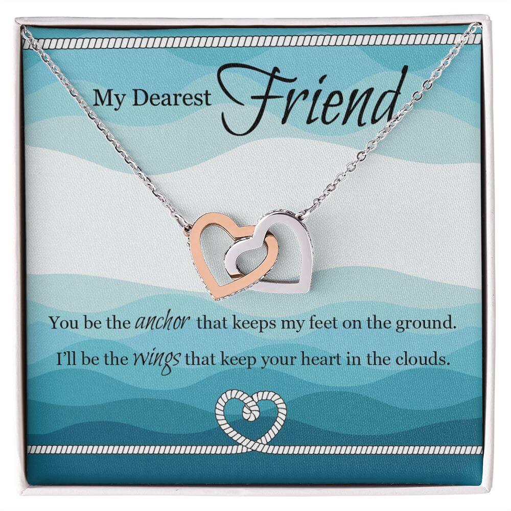 My Dearest Friend Interlocking Hearts necklace - A Symbol of Eternal Friendship - The Sparkle Place