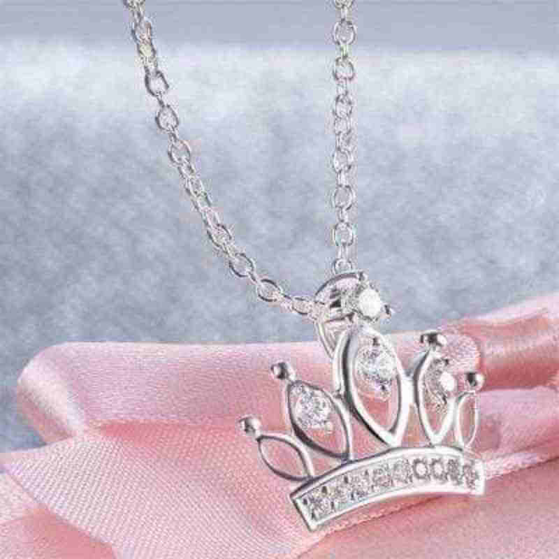 My Princess Crown Solid 925 Sterling Silver Necklace - The Sparkle Place