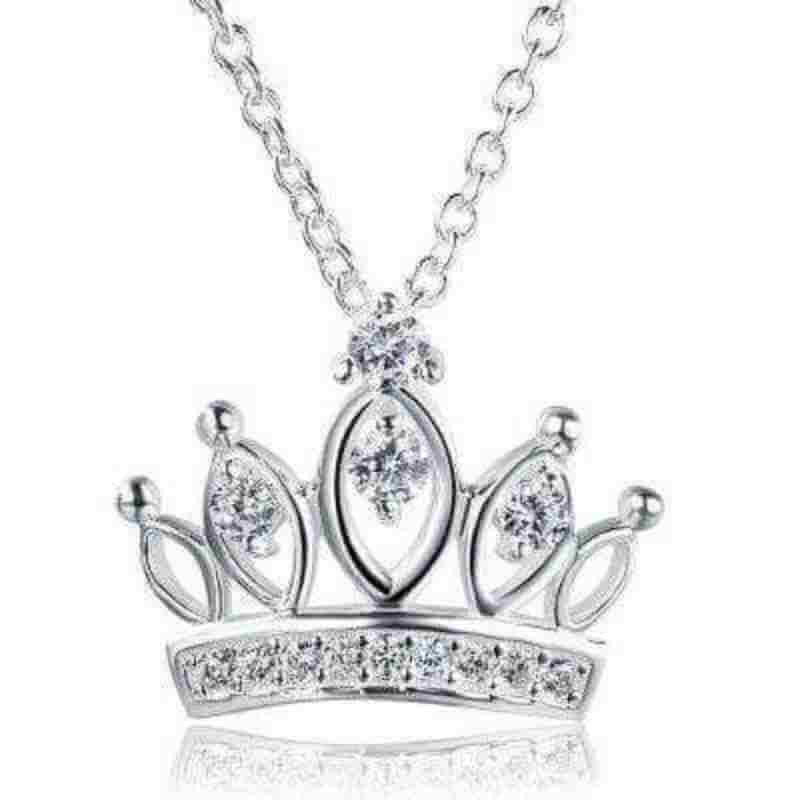 My Princess Crown Solid 925 Sterling Silver Necklace - The Sparkle Place