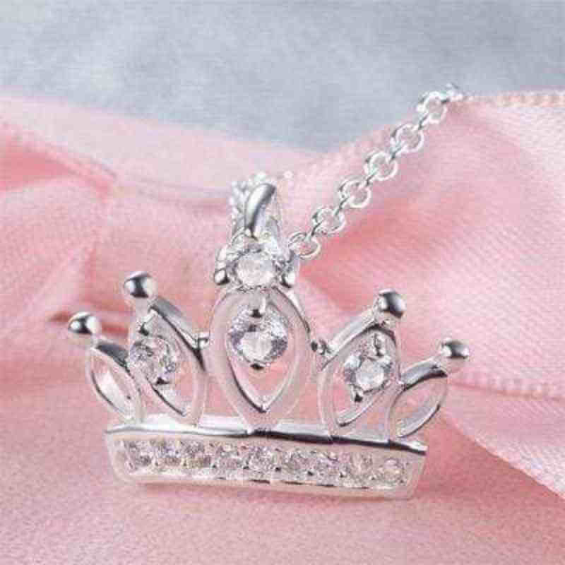 My Princess Crown Solid 925 Sterling Silver Necklace - The Sparkle Place