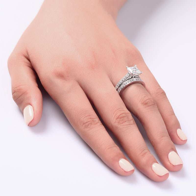 Princess 1.5 Ct Solid 925 Sterling Silver Ring Set - The Sparkle Place