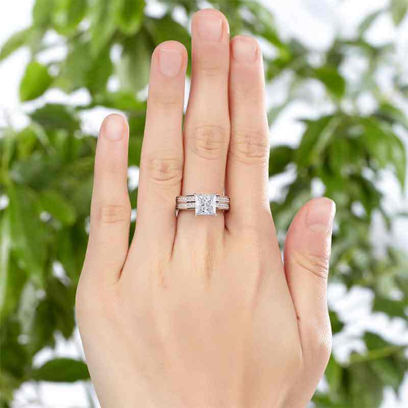 Princess 1.5 Ct Solid 925 Sterling Silver Ring Set - The Sparkle Place