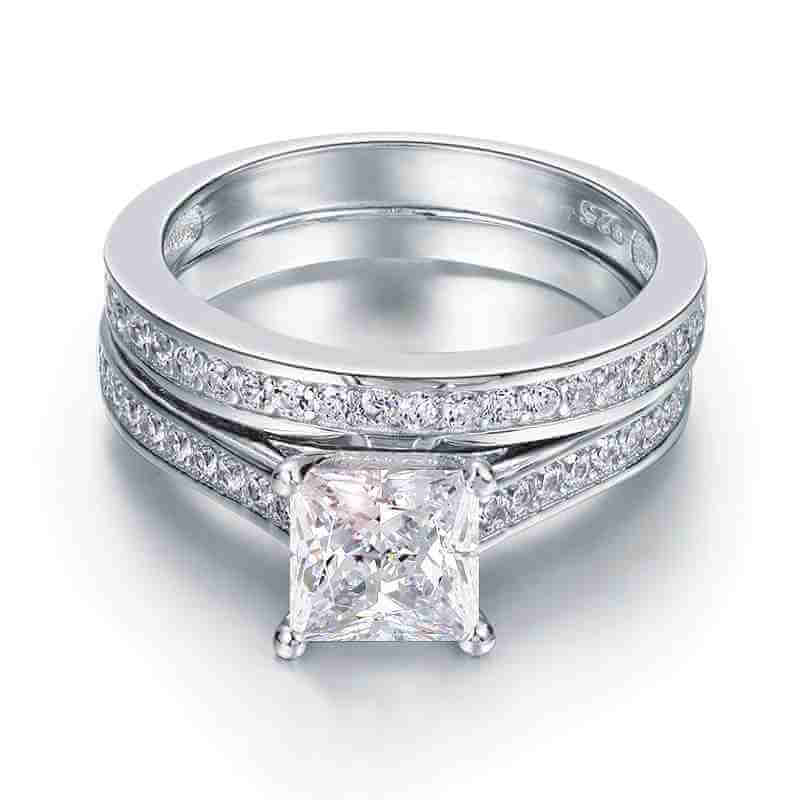Princess 1.5 Ct Solid 925 Sterling Silver Ring Set - The Sparkle Place