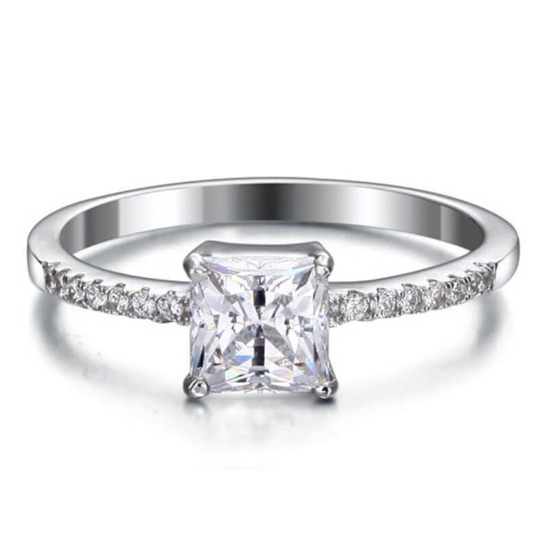 Princess Cut 1.5ct Diamond Silver Ring - The Sparkle Place