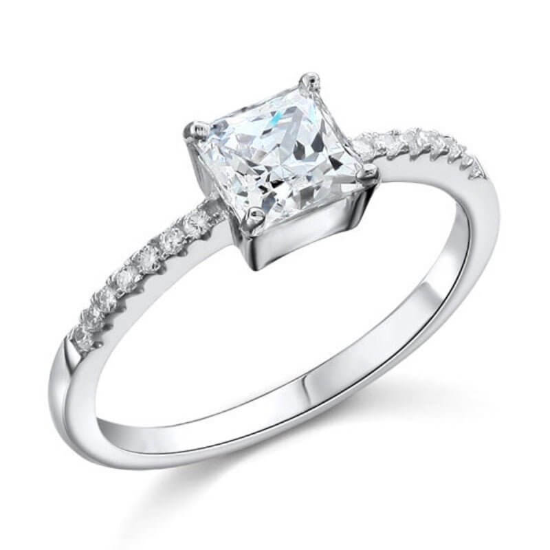 Princess Cut 1.5ct Diamond Silver Ring - The Sparkle Place