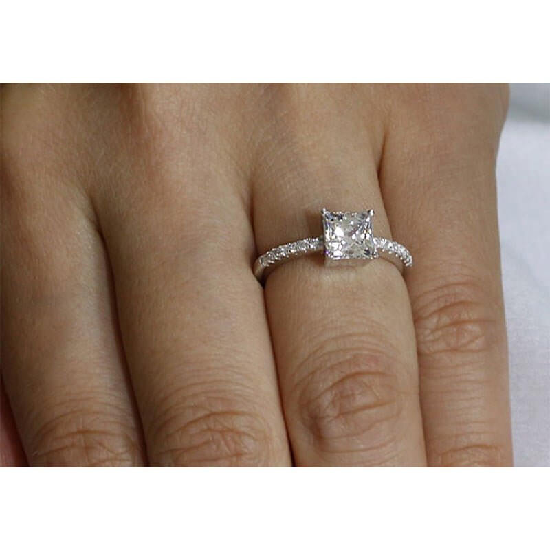 Princess Cut 1.5ct Diamond Silver Ring - The Sparkle Place