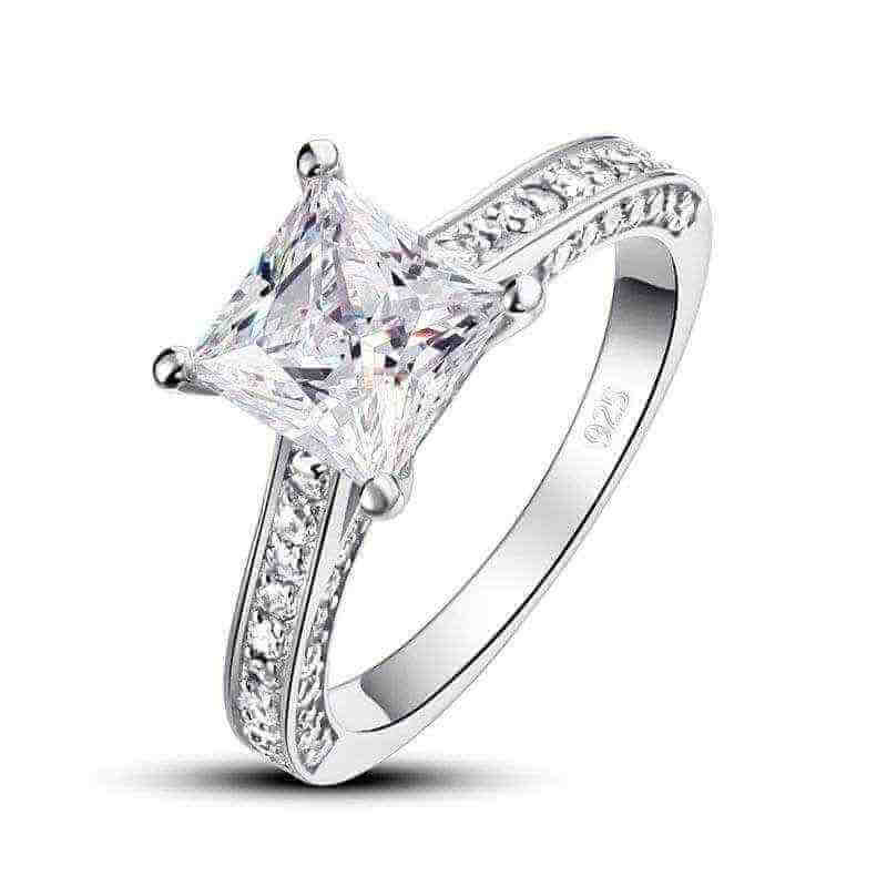 Princess Cut 1.5ct Diamond Solid 925 Silver Ring - The Sparkle Place