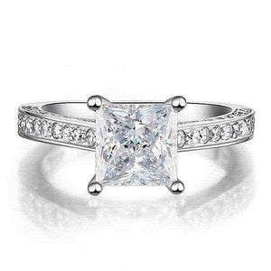 Princess Cut 1.5ct Diamond Solid 925 Silver Ring - The Sparkle Place