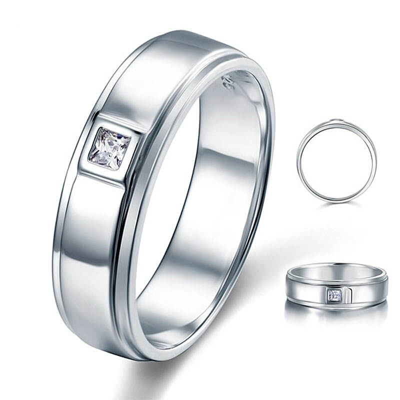 Princess-Cut Men Solid 925 Sterling Silver - The Sparkle Place