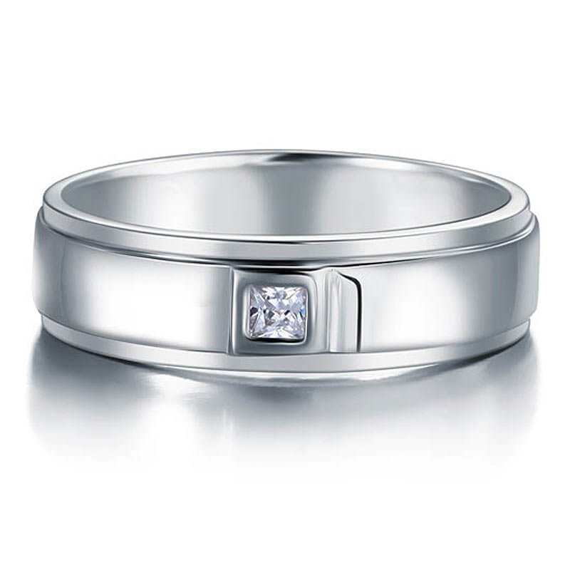 Princess-Cut Men Solid 925 Sterling Silver - The Sparkle Place